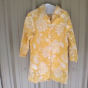 Women's Candy Couture Mustard Yellow Floral Sequins Jacket Size Large Bohemian